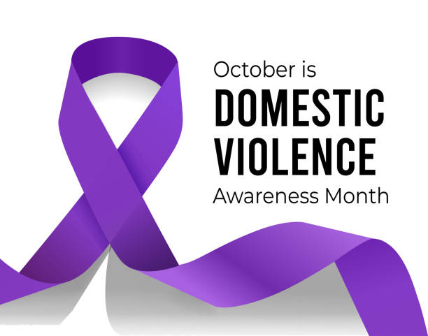miesiąc świadomości przemocy domowej. ilustracja wektorowa - przemoc domowa stock illustrations