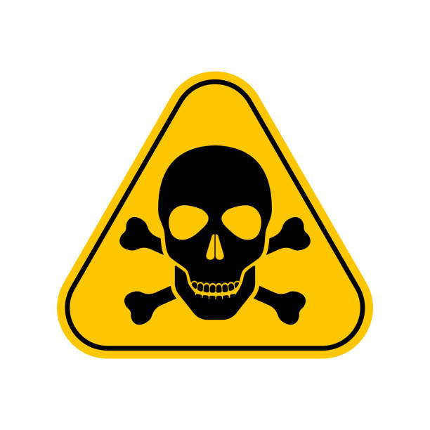 bildbanksillustrationer, clip art samt tecknat material och ikoner med toxic material warning symbol, poison sign , yellow triangle caution symbol, isolated on white background, vector icon - surt regn