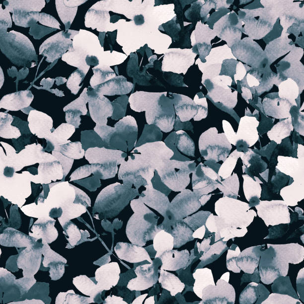 istock Watercolor floral seamless pattern. Hand drawn summer background made of meadow flowers.  Flower buds blooming. Monochrome botanical drawing for fabric and textile. 1342733077