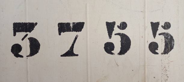 istock Number three thousand seven hundred fifty-five painted stencil on white backdrop, number 3755 1342733081