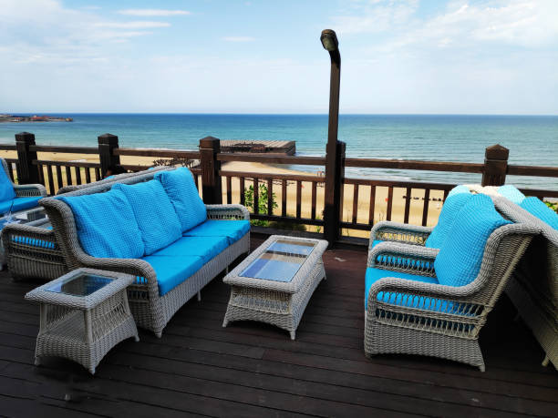 istock table in the restaurant on the sea background 1342739484