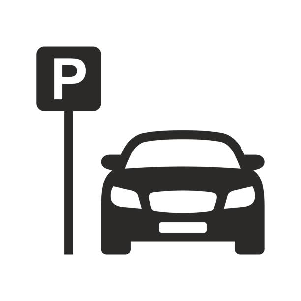 주차 아이콘. 주차 공간. 주차장. 자동차 주차장. - parking sign letter p sign symbol stock illustrations