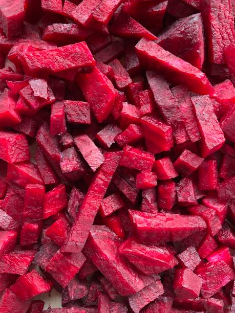 istock Vegetarian background of chopped beets 1342795697
