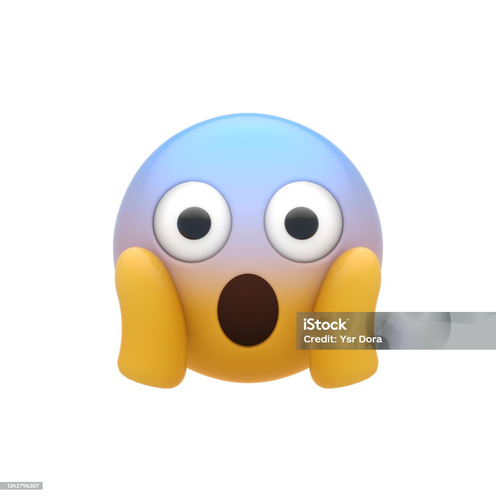 Screaming Smiley Face 3D Generated Emoji Emoticon Stock Photo