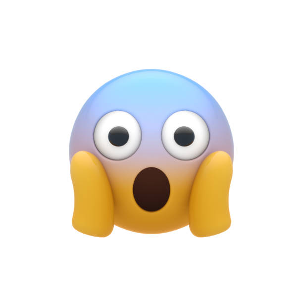 Screaming Smiley Face 3D Generated Emoji shock stock pictures, royalty-free photos & images