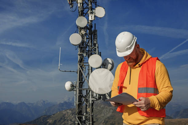 istock A male engineer utility infrastructure worker at a telecom tower mountain site 1342806379