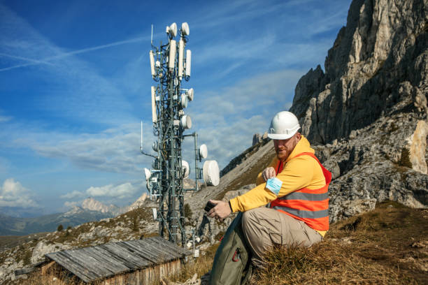 istock A male engineer utility infrastructure worker at a telecom tower mountain site 1342807521