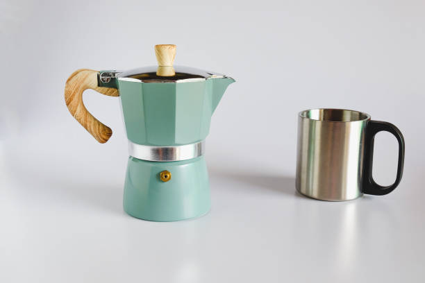 istock Coffee maker Moka pot home made hot coffee. 1342808137
