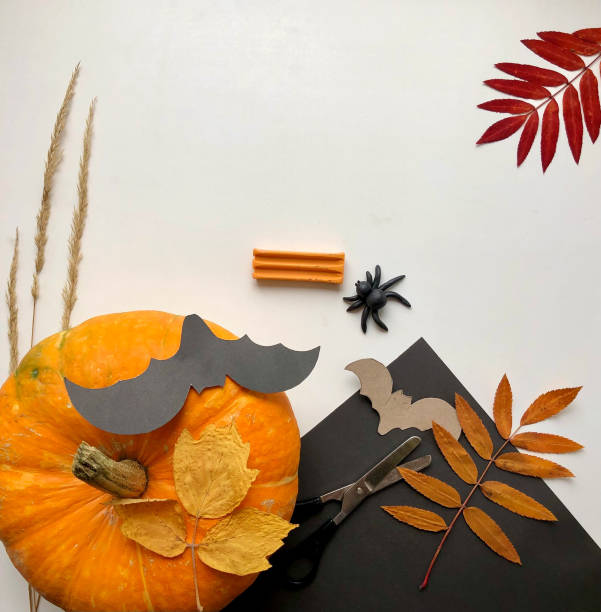 istock Crafts from cardboard and plasticine for Halloween 1342810815