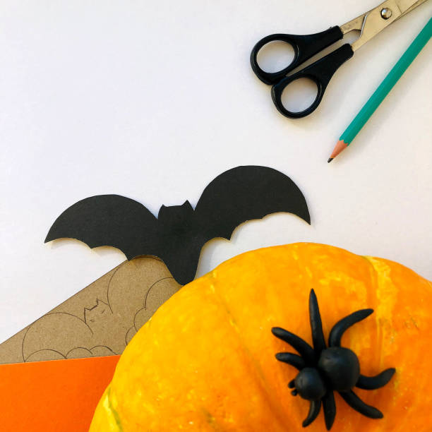 istock Crafts from cardboard and plasticine for Halloween 1342810824