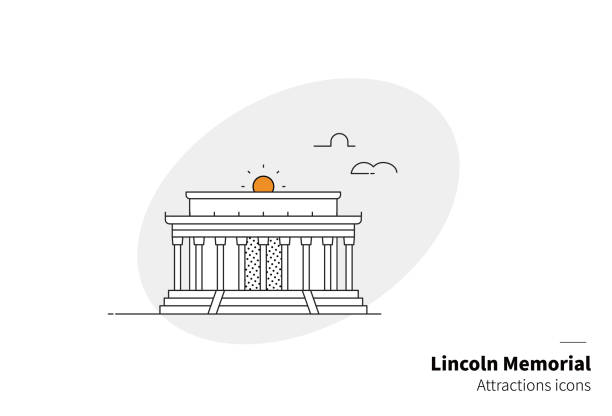 ilustrações de stock, clip art, desenhos animados e ícones de lincoln memorial, a tourist attraction in the united states. - travel destinations famous place abraham lincoln president