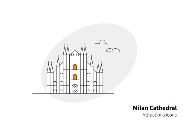ilustrações de stock, clip art, desenhos animados e ícones de milan cathedral, italian tourist attraction. - cathedral architecture old church