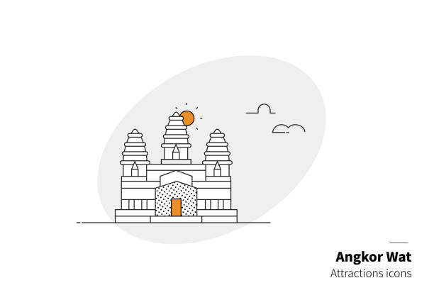 Angkor Wat, Cambodian tourist attraction. Angkor Wat, Cambodian tourist attraction. angkor wat stock illustrations