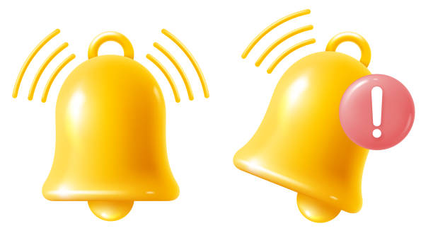 ikona żółtego dzwonka powiadomienia - alarm stock illustrations