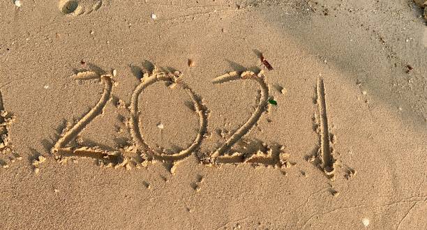 istock Year 2021 written on beach sand 1342817361