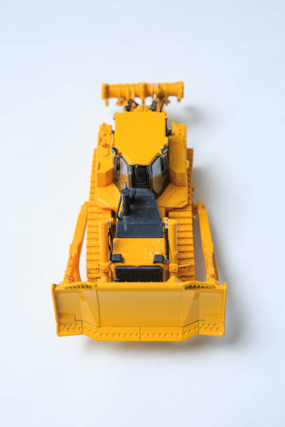 istock The layout of a large yellow bulldozer on white background 1342819948