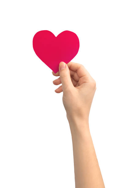 istock Heart speech bubble in female hand, isolated on a white background. Text message, giving feedback concept photo 1342820424