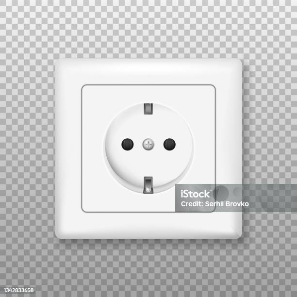 Plastic Socket Vector Europe Type White Plastic Power Socket Vector Illustration Stock ...