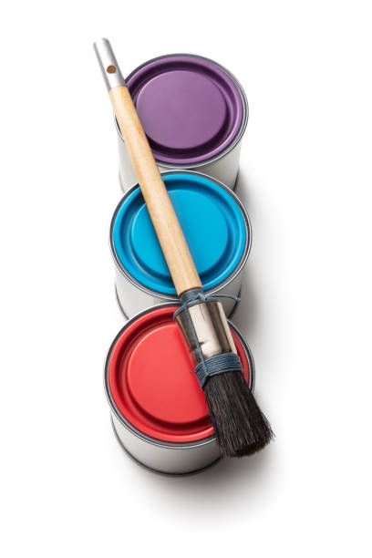 istock Paint: Paint Cans and Paint Brush Isolated on White Background 1342834204