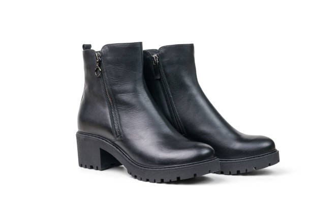 istock A pair of women's leather ankle boots isolated on a white background. 1342837006