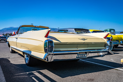 Reno, NV - August 4, 2021: 1962 Cadillac Coupe de Ville convertible at a local car show.