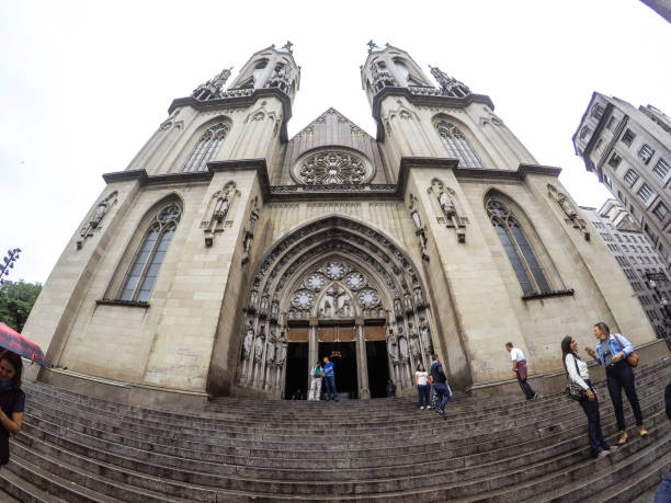 Se Church in downtown Sao Paulo, Brazil stock photo
