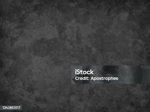 istock Elegant black background vector illustration with vintage distressed grunge texture and dark gray charcoal color paint 1342851017