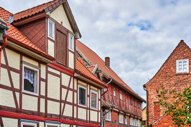 istock Facade of a historic house with half-timbered architecture. 1342885794