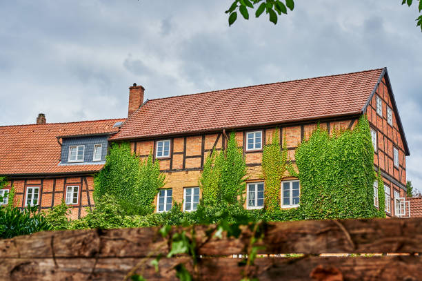 istock Facade of a historic house with half-timbered architecture. 1342887522