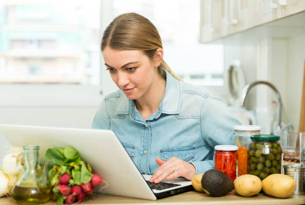 istock Woman with laptop in kitchen 1342901563