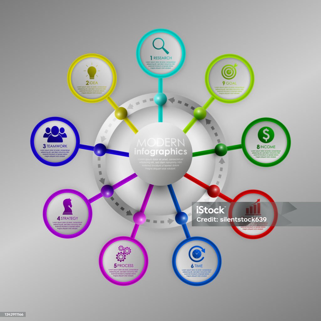Visual Process Inforgraphic Business Infographic Process With Realistic Elements Stock Illustration ...