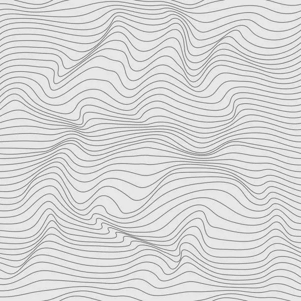 Vector illustration of Relief black and white background with optical illusion of distortion.