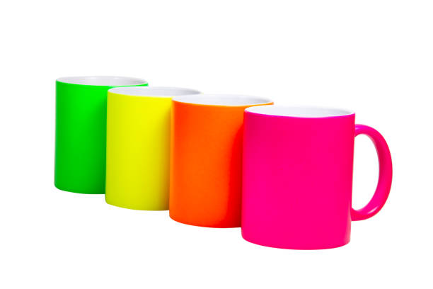 istock Multicolor many cups ceramic isolated on the white background 1342935719