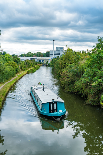 Beautiful landscape with river Stort in Sawbridgeworth - London, UK