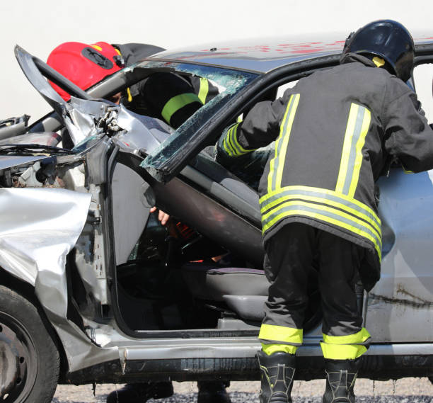 istock Firefighters during the rescue after the crash 1342952493