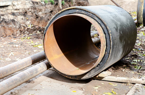 istock Replacement pipes of the heating main in summertime 1342958007