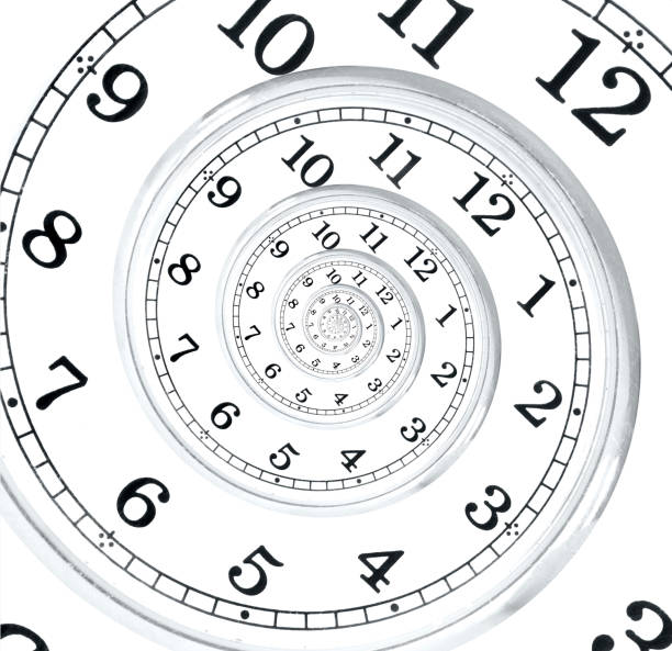 istock Twisted watch face representing the infinite spiral of time 1342959259