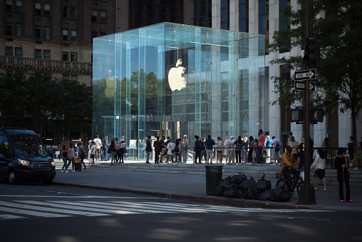 Manhattan, New York. September 25, 2021. The Apple store on fifth avenue.