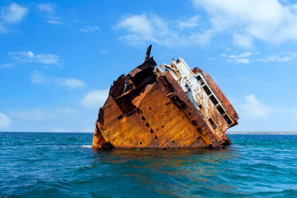 istock Seascape with a sunken ship. Tarkhankut, Crimea 1342978927