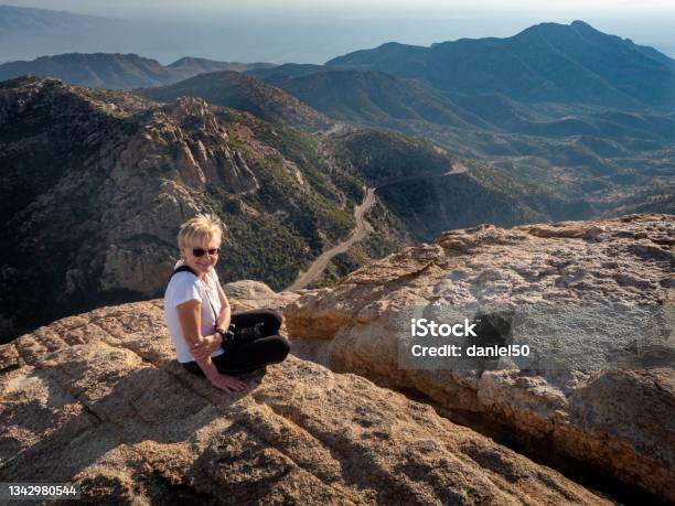 Woman On Mt Lemmon In Santa Catalin Natural Area In Tucson Arizona Stock Photo - Download Image Now