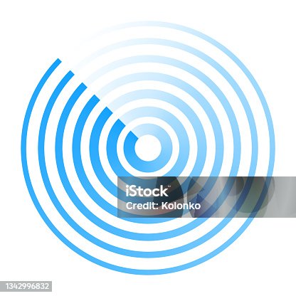 istock Radar abstract icon logo. Circle wave concentric line vector radar symbol 1342996832