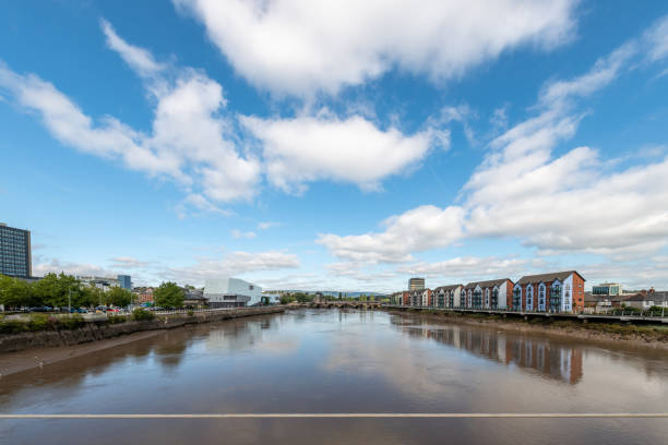 River Usk at low tide in Newport, Wales