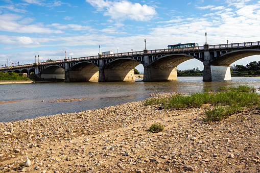 Muko Bridge seen from the riverbank of Muko River, Hyogo Prefecture