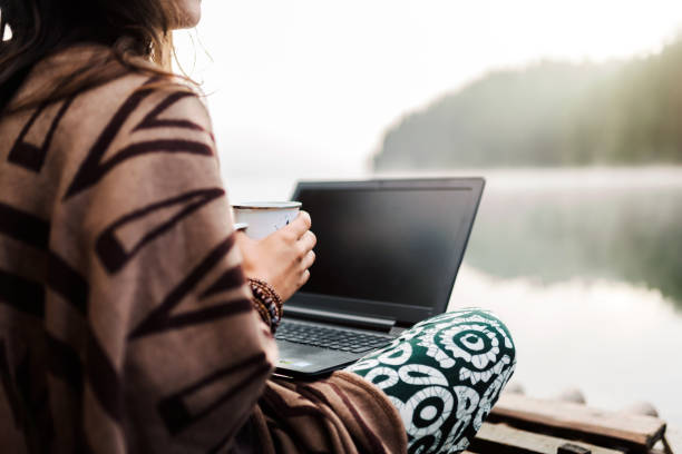 istock Woman Relaxing In Nature And Using Technology 1343026325