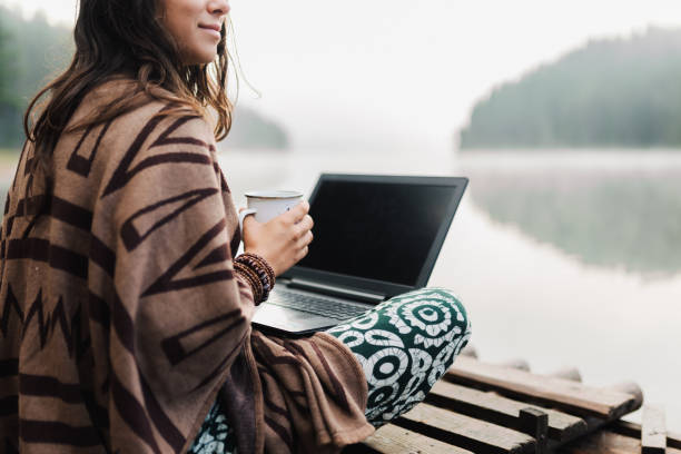 istock Woman Relaxing In Nature And Using Technology 1343026330
