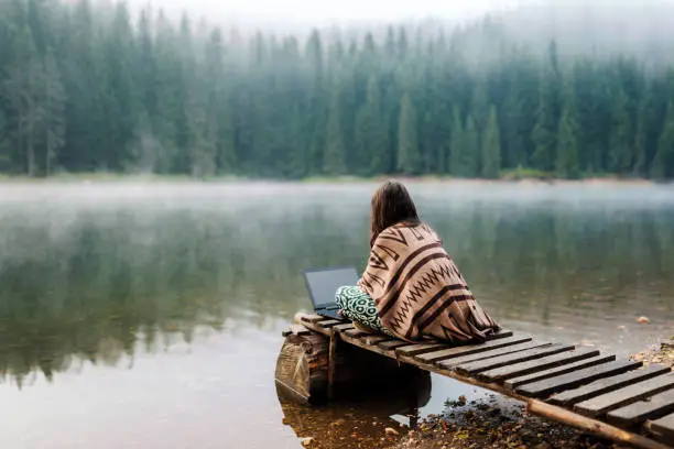 Photo of Woman Relaxing In Nature And Using Technology