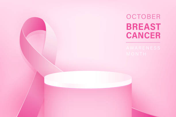 illustrazioni stock, clip art, cartoni animati e icone di tendenza di 2021-259-vector-background-18-mockup-3d-stage-podium-breast-cancer-awareness-color-pink-5000x3338px - backgrounds pink femininity ribbon