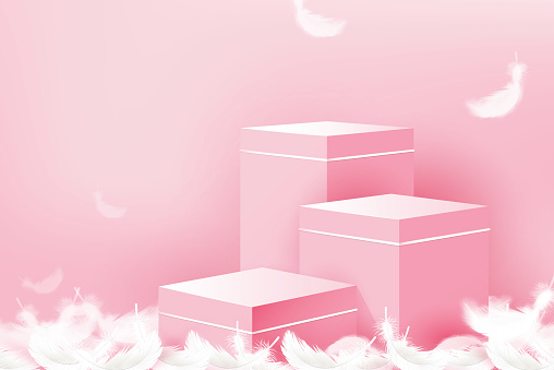3 step podium mockup for product display in pink background for October breast cancer awareness month campaign