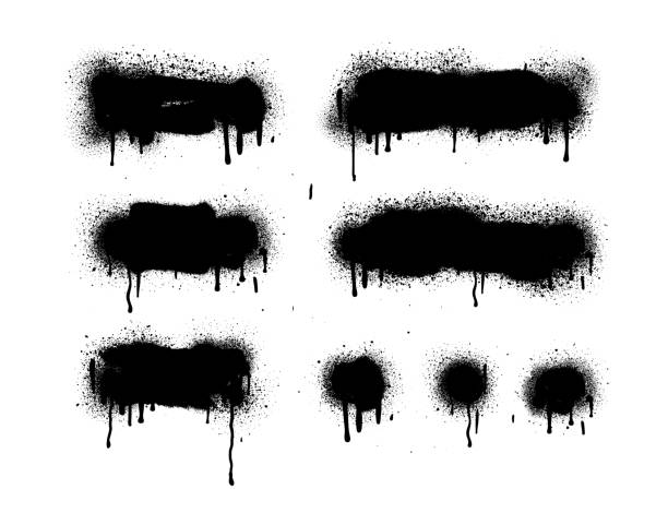 аэрозольная краска абстрактные векторные элементы - spray paint graffiti drop black stock illustrations
