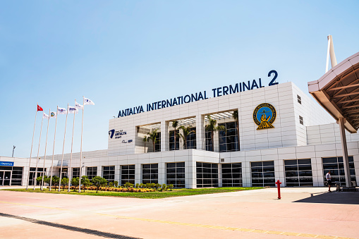 July 10, 2021 Turkey, Antalya - Antalya Airport building International terminal